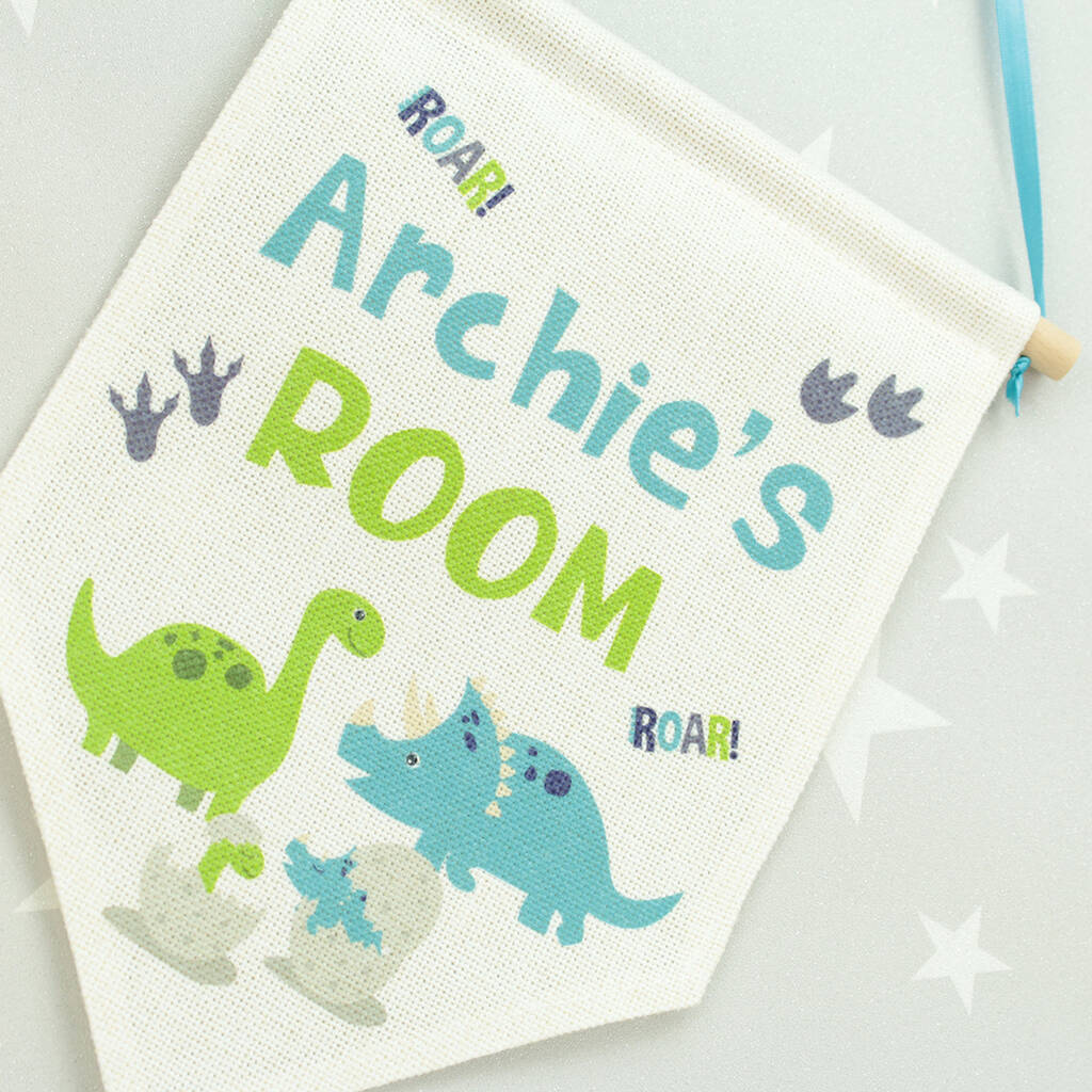 Personalised Dinosaur Wall Hanging Flag By Dreams To
