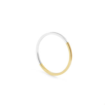 9ct Yellow Gold And Silver Ultra Skinny Stacking Ring, 2 of 4