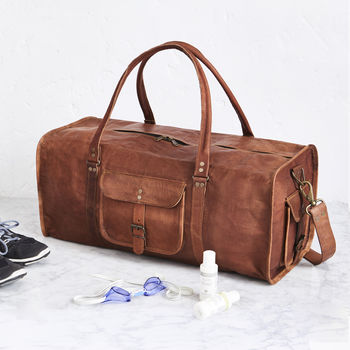Leather Duffel Travel Bag, 4 of 11