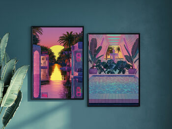 Aesthetic 80s Vaporwave Art Print Set Of Two, 4 of 5