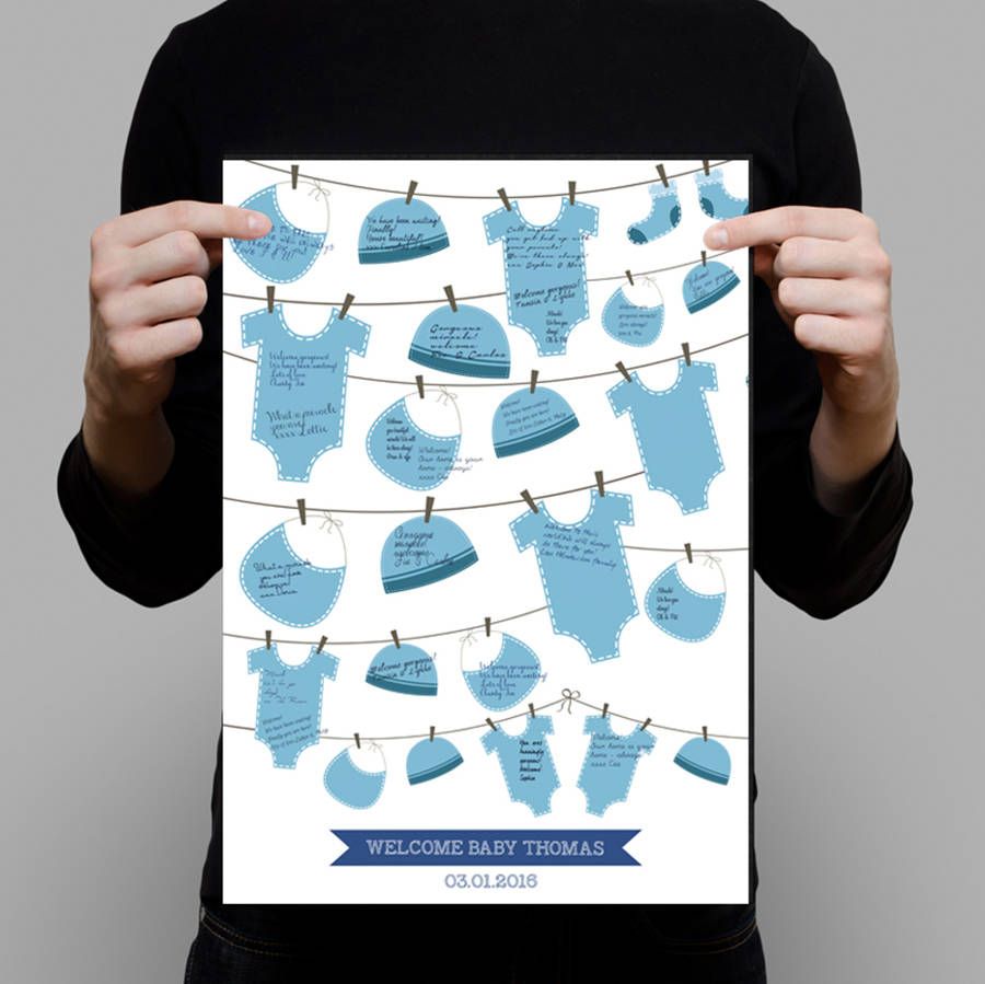 Personalised Christening / Baby Shower Guest Book Print By I Love