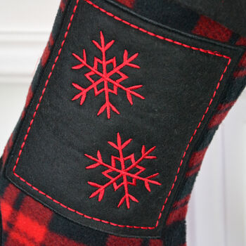 Personalised Christmas Red Snowflakes Stocking, 2 of 3