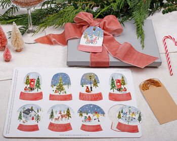 16 Christmas Gift Tags With Snow Globe Design And Gold Twine, 3 of 4