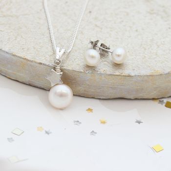 White Pearl Pendant With 6mm Stud Set, 11 of 11
