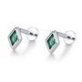 Sterling Silver Emerald Green Cz Rhombus 16 G Flat Back Labret Earrings, thumbnail 7 of 11