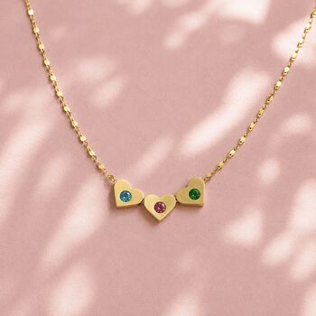 Family Birthstone Sliding Hearts Necklace, 4 of 8