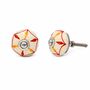 Red And Yellow Round Shaped Ceramic Drawer Knob, thumbnail 1 of 8