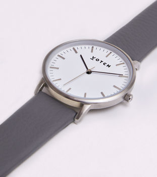 New Collection Silver Vegan Leather Watch, 9 of 12