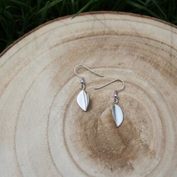 Leaf Drop Earrings In Sterling Silver, 4 of 6