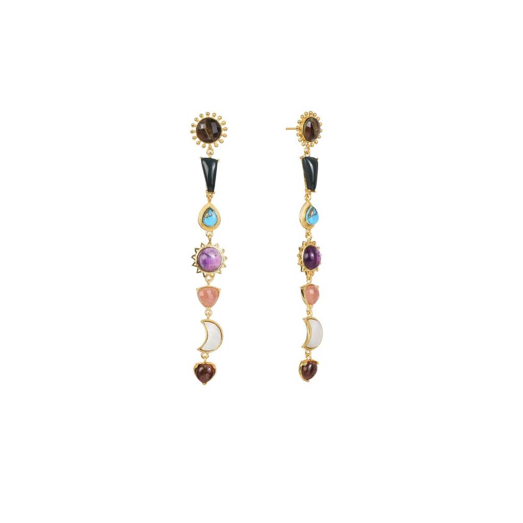 Stellar Elegance Seven Healing Stones Drop Earrings, 1 of 5