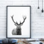 Contemporary Black And White Stag Print, thumbnail 1 of 3