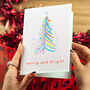 Merry And Bright Christmas Card, thumbnail 1 of 2