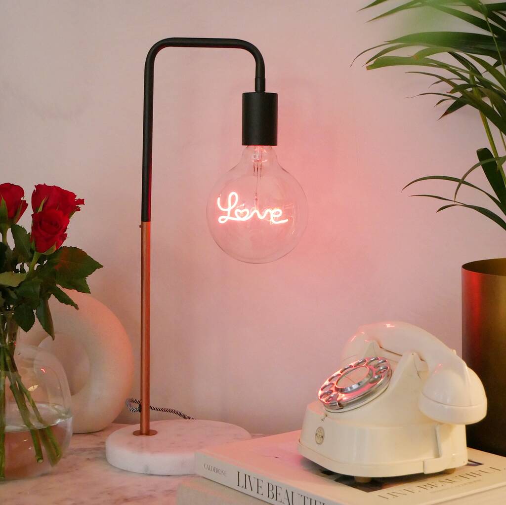Love Text Light Bulb And Table Lamp, 1 of 5