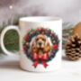 Personalised Cocker Spaniel Christmas Wreath Dog Mug B, thumbnail 1 of 2