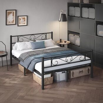 Metal Bed Frame With Headboard Black, 3 of 7