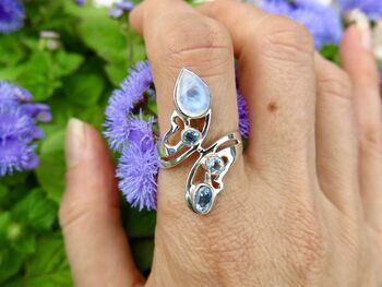 Moonstone And Blue Topaz Wrap Around Ring, 8 of 8
