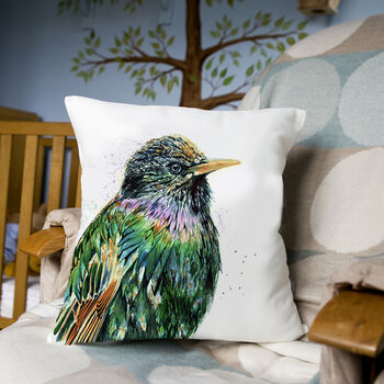 Inky Starling Large Luxury Cushion And Pad, 3 of 4