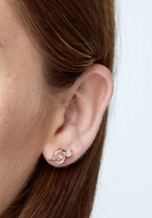 Tiny Le In The Wild Rose Quartz Stud Earrings By Chupi Tiny Le In The Wild Rose Quartz Stud Earrings