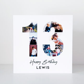 Personalised 13th Birthday Photo Collage Card, 2 of 8