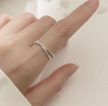 Sterling Silver Adjustable Double Band Ring, 2 of 6