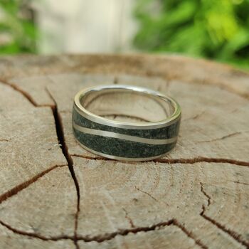Silver Ring, Westmorland Green Slate, Silver Wave Inlay, 2 of 7