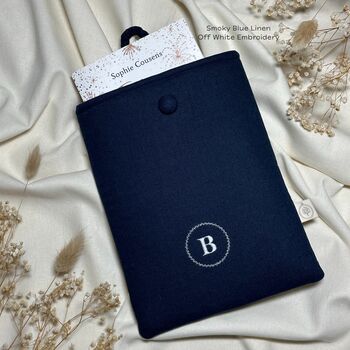 Personalised Embroidered Linen Book Sleeve, 2 of 5