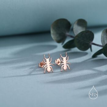 Sterling Silver 2D Ant Stud Earrings, 2 of 11