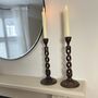 Pair Of Vintage Tall Oak Barley Twist Candlesticks, thumbnail 1 of 5