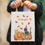 Personalised Halloween Black Cat Trick Or Treat Tote Bag, thumbnail 1 of 4