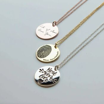 Fingerprint And Handwriting Coin Necklace, 4 of 12