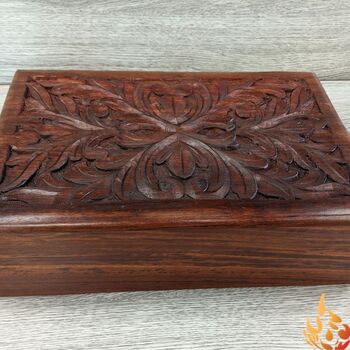 Carved Tree Floral Wooden Box Eco Design, 4 of 6
