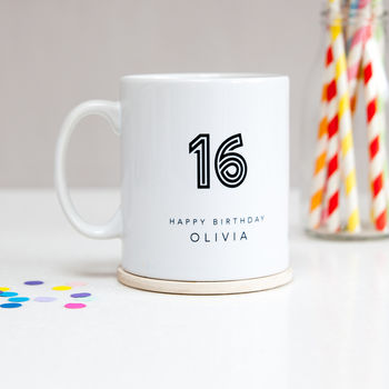 16th Birthday Mug With Personalised Name, 2 of 3