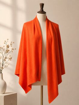 Neon Orange 100% Cashmere Travel Wrap Shawl Gift Boxed, 4 of 8