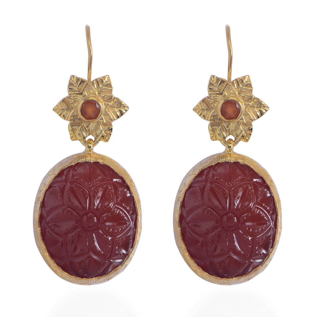 carnelian drop earrings by emma chapman jewels | notonthehighstreet.com