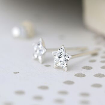 Tiny Sterling Silver Twinkling Star Stud Earrings, 4 of 7