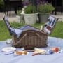 Deluxe Wicker Blue Gingham Lining Four Person Picnic Basket, thumbnail 1 of 3