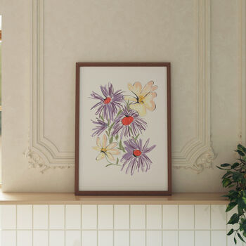 Aster And English Rose Floral Art Print, 2 of 5