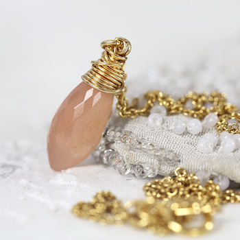 Orange Moonstone Necklace In Silver, Gold Or Rose Gold, 6 of 12