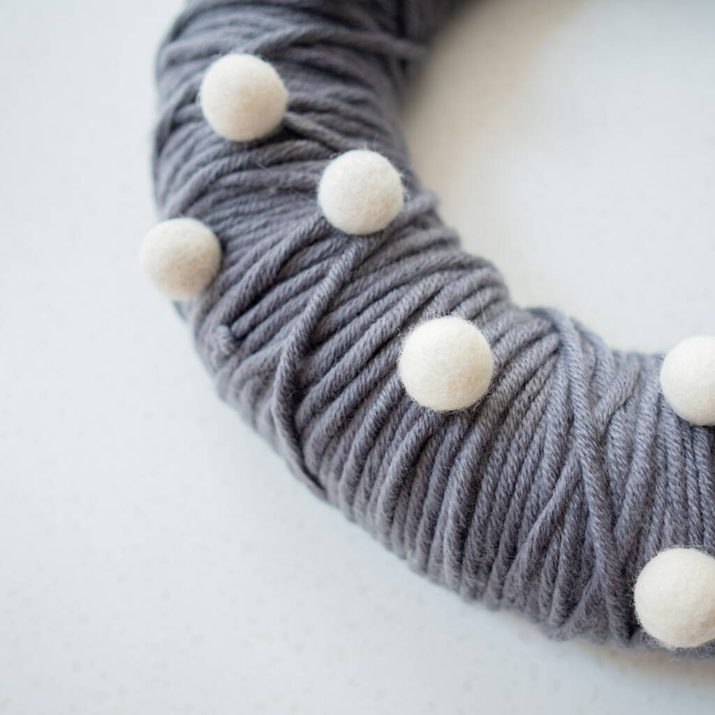 Chunky Wool And Felt Ball Wreath By My Felting Heart
