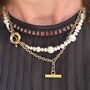 Multi Freshwater Pearl Hand Threaded Necklace With Oversized Clasp, thumbnail 3 of 5