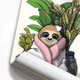 Sloth In Cosy Bathroom Towel, Funny Toilet Art, thumbnail 2 of 7