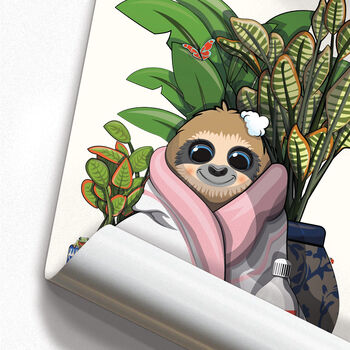 Sloth In Cosy Bathroom Towel, Funny Toilet Art, 2 of 7
