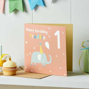 Children's Elephant Birthday Card With Age, 2 of 3