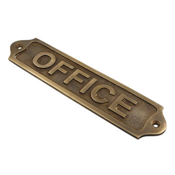 Personalised Office Brass Plaque With Vintage Finish, 3 of 12