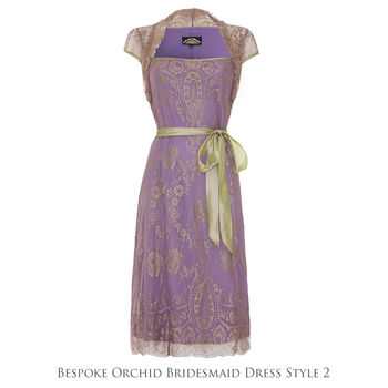 Bespoke Lace Bridesmaid Dresses In Orchid, 3 of 7