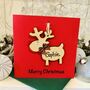 Personalised Reindeer Christmas Card Wooden Decoration, thumbnail 5 of 9