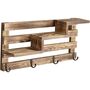 Three Tier Wall Mounted Wood Display Shelf With Hooks, thumbnail 4 of 6