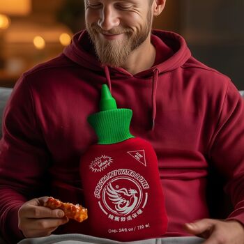 Sriracha Hot Sauce Hot Water Bottle, 4 of 6