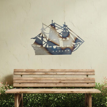 Sailing Ship Metal Wall Art Gift For Nautical Garden Decor, 9 of 10