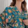 Teal Satin Batik Kimono Robe, thumbnail 3 of 9